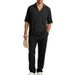 Men's Wrinkle-Resistant Casual Suit Set – Short Sleeve Shirt & Relaxed Fit Pants | Lightweight Polyester For Spring & Summer_viptrois.com