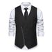 Men's Casual Slim Fit Suit Vest Wedding Party Slant Placket Zipper Vest Vest_viptrois.com