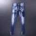 Men's Clothing Fashion Fashion Jeans Blue Slim Elastic Foot Print Trendy Versatile Jeans_viptrois.com