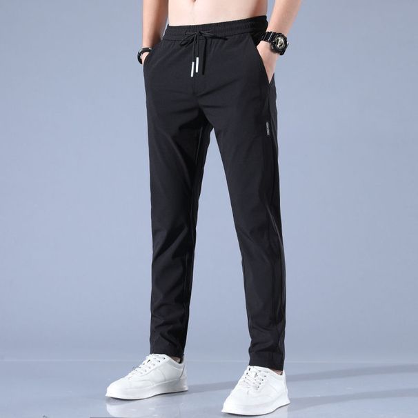 Men's Clothing Men's Summer Casual Pants Thin Straight Color Matching Personality Trend Spot Ice Silk Pants_viptrois.com