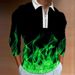 Flame 3D Printed Long Sleeve Men's Polo Shirt_viptrois.com