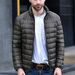 Men's Slim-Fit Stand Collar Lightweight Padded Jacket – Minimalist Korean Style (M-5XL, Black/Army Green/Navy/Burgundy)_viptrois.com