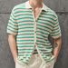 Men's Summer New Knitted Sweater Striped Woolen Casual Polo Shirt Men SY0208_viptrois.com