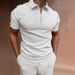 Men's Clothing Men's Polo Shirt Short Sleeved Solid Color Jacquard Zipper T Shirt Sports Top_viptrois.com