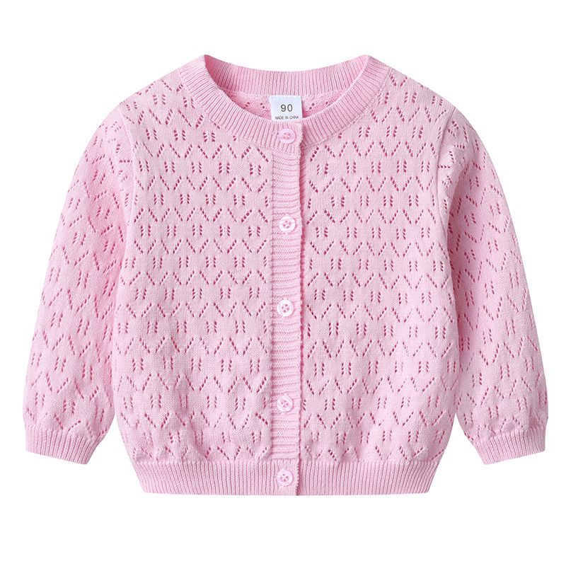 Korean Version Of Spring And Autumn Children's Woolen Coat Hollow Thin Summer Sun Protection Air Conditioning Shirt Girls Knitted Cardigan Wholesale_viptrois.com