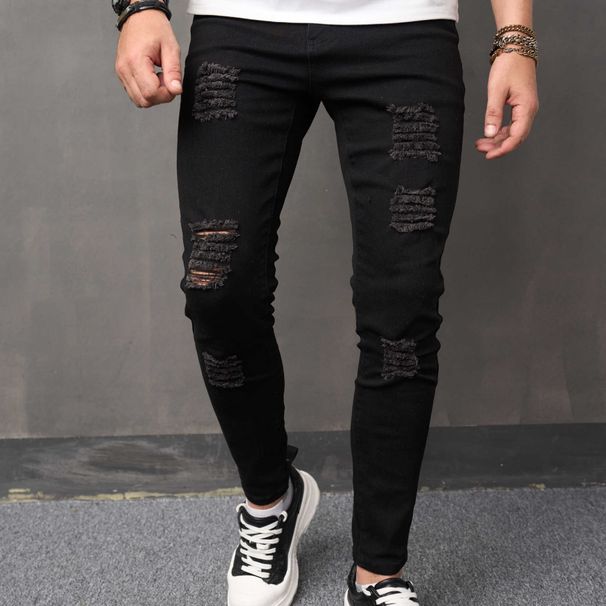 Men's Slim Fit Stretch Jeans – Classic Black Denim With Tapered Leg (XS-XXL) | Comfortable & Stylish For Everyday Wear_viptrois.com