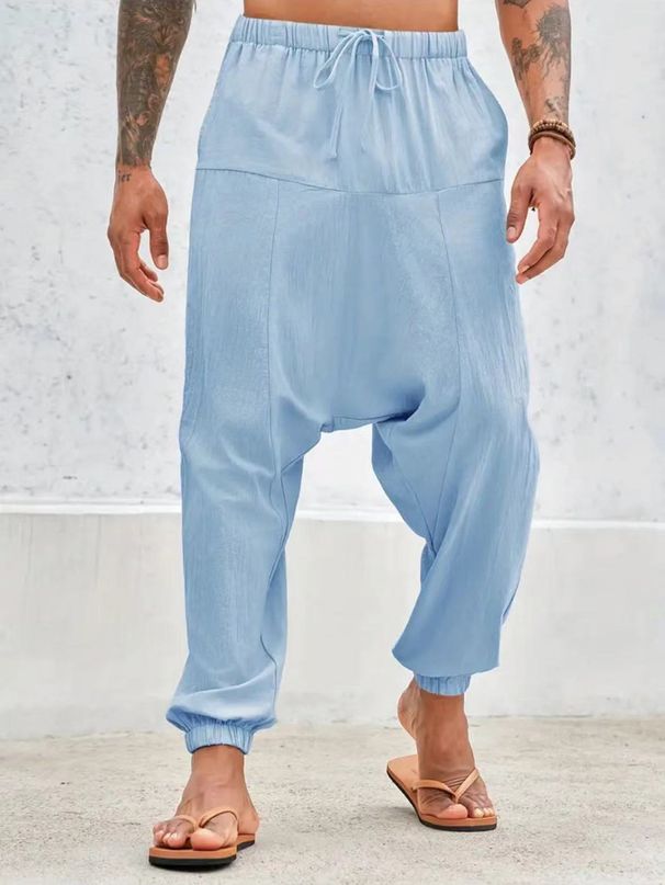 Men's Clothing Casual Fashion Loose Pants Summer Breathable Leggings Pants Beach Straight Pants_viptrois.com