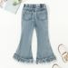Mother & Kids Girls' Fashion Bell Bottom Jeans - Stylish Denim With Fringe Detail, Slim Fit Flared Pants For Trendy Kids_viptrois.com