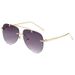 Fashion Metal Sunglasses – Double Beam Cut Edge Frameless Design, Gradient Frog Mirror Lenses, Retro Driving Glasses_viptrois.com