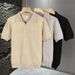 Men's Old Money Style Knitted Shirt Short Sleeve Summer Trendy Solid Color Half Sleeve T-Shirt Loose Casual Top_viptrois.com