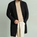 Long Knit Cardigan Jacket – Slim-Fit Polyester Blend With Notched Lapel & Pockets (S-XXXL, 3 Colors)_viptrois.com