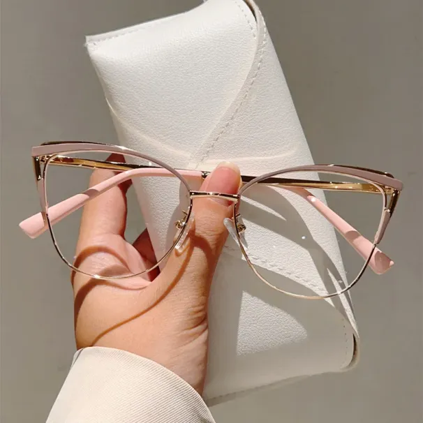 Neue Minimalistische Metall-Anti-Blaulicht-Brille Für Damen, Modische Cat-Eye-Brille, Business-Computerbrille_viptrois.com