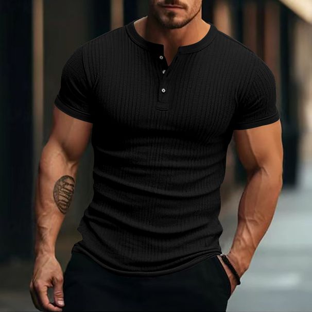Men's Clothing Summer New Men's Striped POLO Shirt Slim Fit Breathable Men's Casual Short Sleeved Shirt_viptrois.com