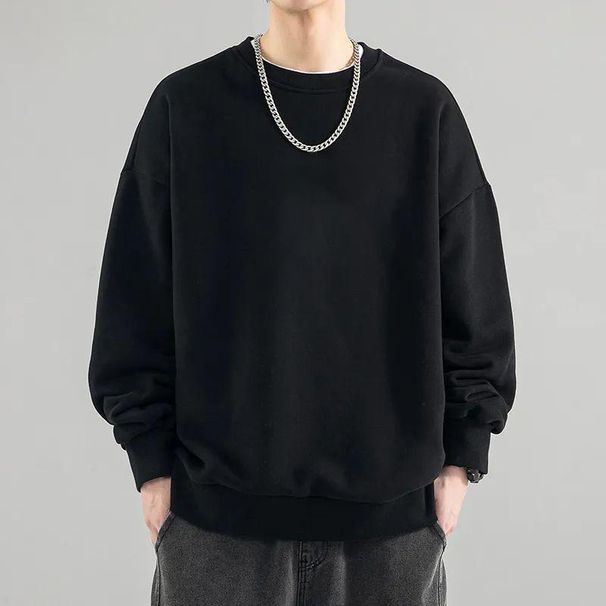 Autumn And Winter Sweater Men's Loose Round Neck Pullover Long Sleeve Bottoming Shirt Men's Versatile Trend Top_viptrois.com