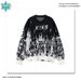 Andre Skull Jacquard Sweater – Oversized Unisex Crewneck Knit, Trendy Couple’s Pullover, 100% Polyester, Gothic Streetwear For Men & Women_viptrois.com