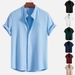 Men's Clothing Summer New Style Men's Wish Short Sleeved Solid Color Men's Shirt Tops_viptrois.com