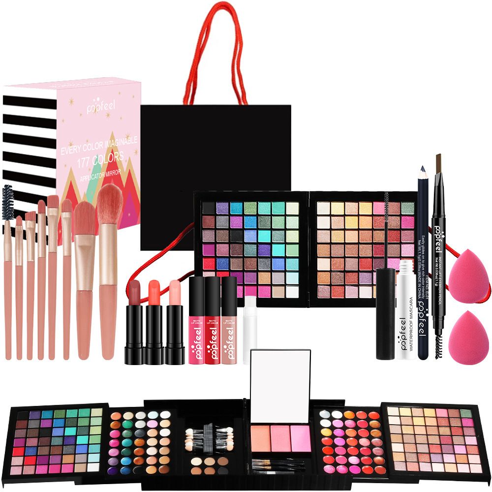 Sets Exclusive POPFEEL Makeup Set 177 Colors Eye Shadow Pearlescent Matte Lip Gloss Blush Contour Combination Palette_viptrois.com