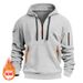 Pure Cross-Border Men's Clothing Autumn Winter Fleece American Style Hoodie Half-Zip Multi-Pocket Pullover Sports Casual_viptrois.com