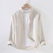 Men's Clothing Thin Shirt Long Sleeved Casual Loose Cotton And Linen Shirt Linen Fabric Top_viptrois.com