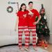 Christmas Deer letter striped short sleeve Christmas family dress printed home wear_viptrois.com