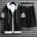 Men's Clothing Spring And Summer Cardigan Sweater Suit Youth Hooded Casual Sportswear Two Piece Set_viptrois.com