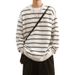 Striped Sweater Men's Autumn And Winter Loose Pullover Sweater Versatile, Thick Base Knit Sweater_viptrois.com