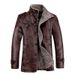 Men's Clothing Men's Winter PU Washed Leather Jacket With Fleece Lining, Stand Collar, Slim Fit, Business Casual, Plus Size (Black, Coffee, Khaki)_viptrois.com