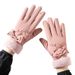 Women's Gloves Women's Winter Ski Gloves Bow Cute Plush Thick Windproof Cold Proof Outdoor Cycling Touch Screen Gloves_viptrois.com