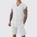 Men's Clothing Casual Sleeveless Hollow Knitted V Neck Vest Spring And Summer New Shorts Fashionable Solid Color Men's Suit_viptrois.com