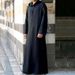 Men's Clothing Simple Long Hooded Shirt Muslim Robe_viptrois.com