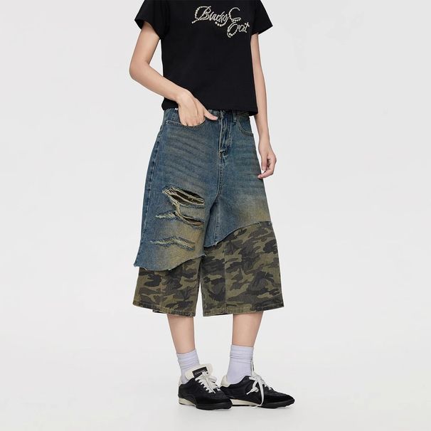 Loom European And Hip-Hop American Retro Cool Patchwork Jeans Men Street Style Personality Versatile Casual Camouflage_viptrois.com