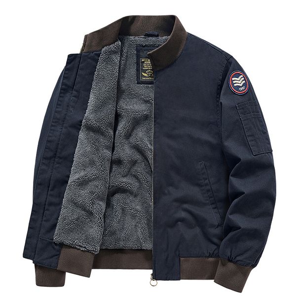 Windproof Middle-aged Parkas Men's Warm Thick Workwear Cotton Jacket Amb Wool Stand Collar Casual Fashionable Men's Clothing_viptrois.com