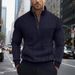 American Retro Casual Stand Up Collar Zipper Pullover Loose Knitted Heavy Stitching Autumn And Winter Long Sleeved Sweatshirt_viptrois.com