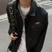 Men's Clothing Heavy Retro Metal Button PU Leather Jacket Short Zipper Pocket Trendy Brand Jacket Top_viptrois.com