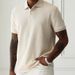 Men's Solid Color Polo Shirt, Breathable Casual Slim Fit Short Sleeve Top For Business Casual & Everyday Wear_viptrois.com