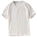 Men's Clothing Men's Summer Retro Minimalist V Neck T-Shirt Short Sleeve Artistic Loose Fit Plus Size Solid Color Versatile Top_viptrois.com