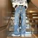 Men's Clothing Street Print Jeans For Men Autumn Trend Vibe Style Loose Versatile Design Mopping Wide Leg Pants_viptrois.com