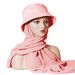 Elegant Monochrome Chiffon Scarf & Hat Set – Summer Sunshade Headwear (Solid Color Fisherman Hat & Hijab Combination, Lightweight & Stylish_viptrois.com
