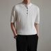 Men's Clothing Summer New Style Knitted Sweater Solid Color Pullover Button Short Sleeve Top Men's High Grade Henry Collar Design Polo Shirt_viptrois.com