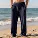 Spring And Autumn Jacquard Striped Wide Leg Pants Casual Loose Pit Drawstring Straight Large Size Men's Pants_viptrois.com