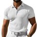 Men's Clothing Summer POLO Shirt Button Waffle Men's T Shirt Sports Polo Shirt_viptrois.com