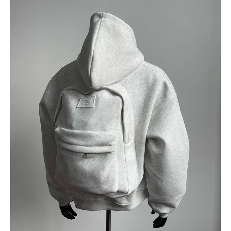 American Style Design Three-Dimensional Backpack Cardigan Sweatshirt Men's Spring And Autumn New Short Wide Boxy Sports_viptrois.com