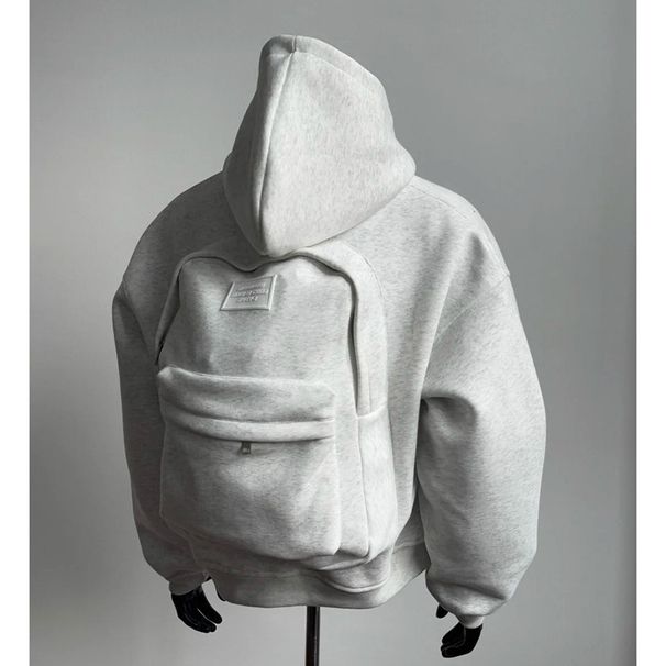 American Style Design Three-Dimensional Backpack Cardigan Sweatshirt Men's Spring And Autumn New Short Wide Boxy Sports_viptrois.com