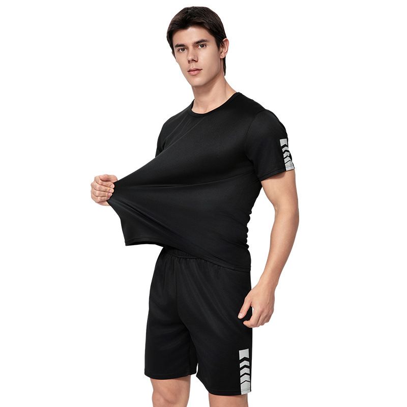 Men's Clothing Short Sleeved Shorts Suit Summer Casual T Shirt Home Running Fitness Two Piece Suit_viptrois.com