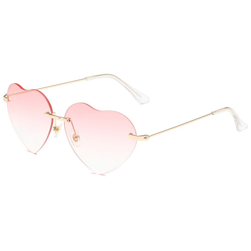 Retro Love Heart Sunglasses - Peach Heart Shaped Ocean Lens (Trendy High-End Street Fashion Glasses)_viptrois.com