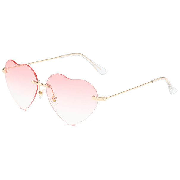 Retro Love Heart Sunglasses - Peach Heart Shaped Ocean Lens (Trendy High-End Street Fashion Glasses)_viptrois.com