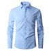 Men's Clothing Men's Slim Fit Long Sleeve Dress Shirt - Formal & Casual Solid Color Wedding Office Business Shirt - Breathable Polyester Blend_viptrois.com