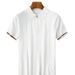 Men's Clothing Lapel Short Sleeved Polo Shirt Men's Trendy Brand Summer All Match Knitted Half Zip Top_viptrois.com