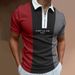 2025d Men's Casual Color Block Short Sleeve Zipper Turn-down Collar 3D Printed Polo Shirt_viptrois.com