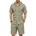 Men's Linen Hooded Shirt And Shorts Set Casual Summer Outfit Relaxed Fit Comfort-First Short Sleeve Clothing_viptrois.com